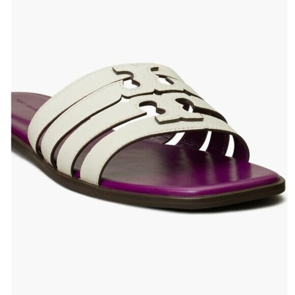 NIB Tory Burch Ines Slide Sandals Plum blanc - Picture 1 of 4